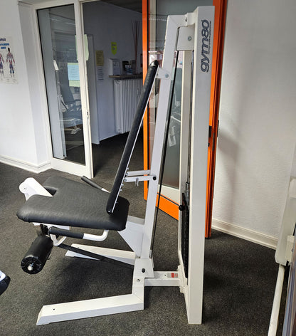 Gym80 seated leg extension, old school bodybuilding strength machine - Edition or Classic Line, frame color white, used with signs of wear