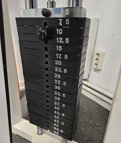 Gym80 seated leg extension, old school bodybuilding strength machine - Edition or Classic Line, frame color white, used with signs of wear