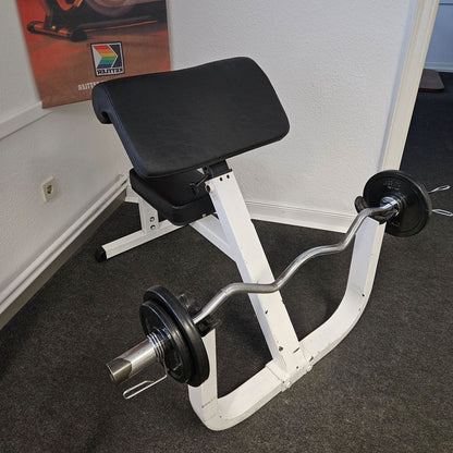 Scott curl, biceps bench, SZ curls, frame color white, used with signs of wear