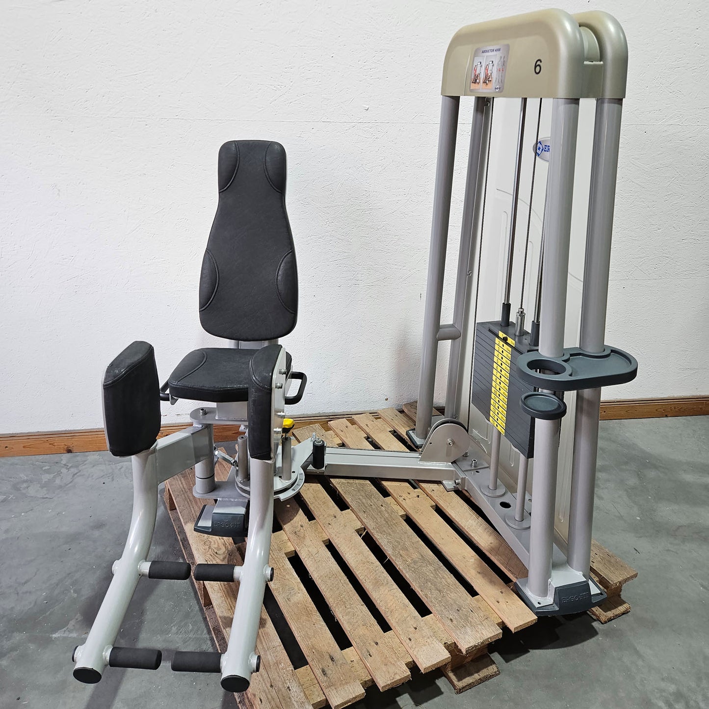 Ergo-Fit Abductor Machine, Hip Abduction Abductor, 4000 Series, Frame Color Silver, Upholstery Black, Used - Refurbished Condition