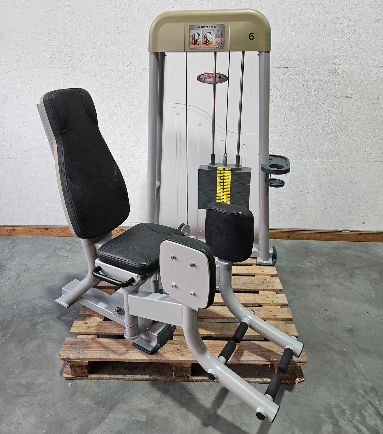 Ergo-Fit Abductor Machine, Hip Abduction Abductor, 4000 Series, Frame Color Silver, Upholstery Black, Used - Refurbished Condition