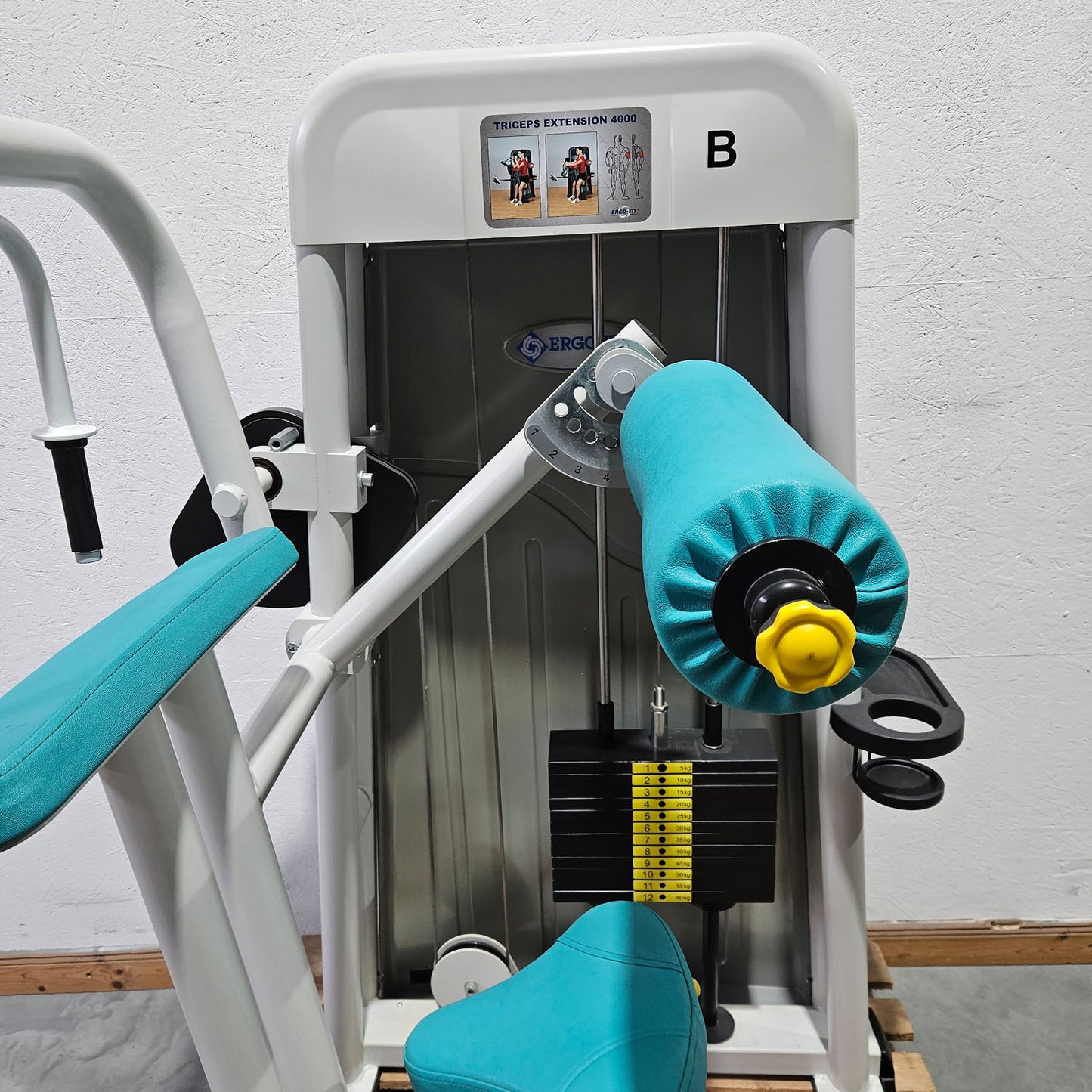Ergo-Fit horizontal triceps machine, triceps extension, arm extension, 4000 series, frame color white, used - refurbished condition
