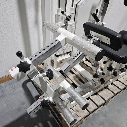 MKB Keller R14 extension trainer, large back extensor, highly adjustable, lower back machine, hyperextension, color white, used - refurbished condition