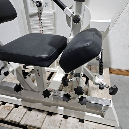 MKB Keller R14 extension trainer, large back extensor, highly adjustable, lower back machine, hyperextension, color white, used - refurbished condition