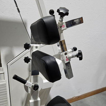MKB Keller R14 extension trainer, large back extensor, highly adjustable, lower back machine, hyperextension, color white, used - refurbished condition