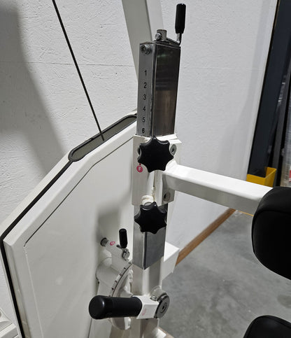 MKB Keller R14 extension trainer, large back extensor, highly adjustable, lower back machine, hyperextension, color white, used - refurbished condition