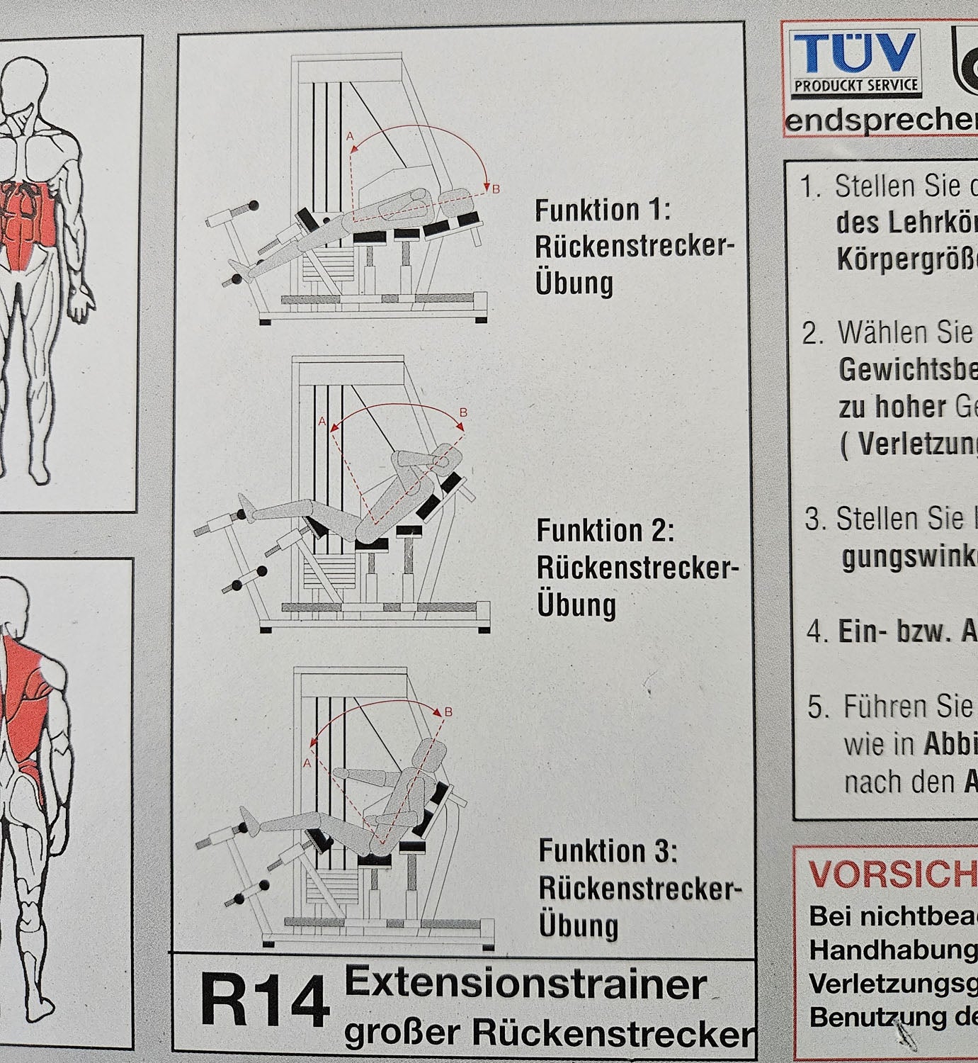 MKB Keller R14 extension trainer, large back extensor, highly adjustable, lower back machine, hyperextension, color white, used - refurbished condition