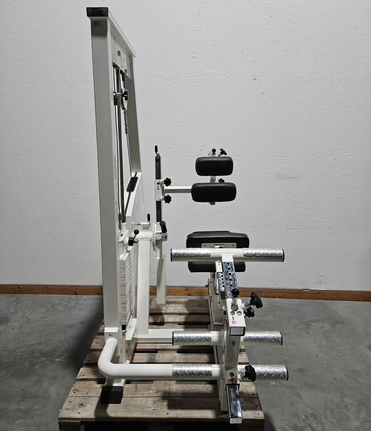 MKB Keller R14 extension trainer, large back extensor, highly adjustable, lower back machine, hyperextension, color white, used - refurbished condition