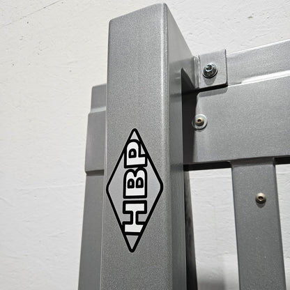 HBP horizontal leg press, large 240kg weight block, bodybuilding strength equipment - frame color silver, used - tested condition