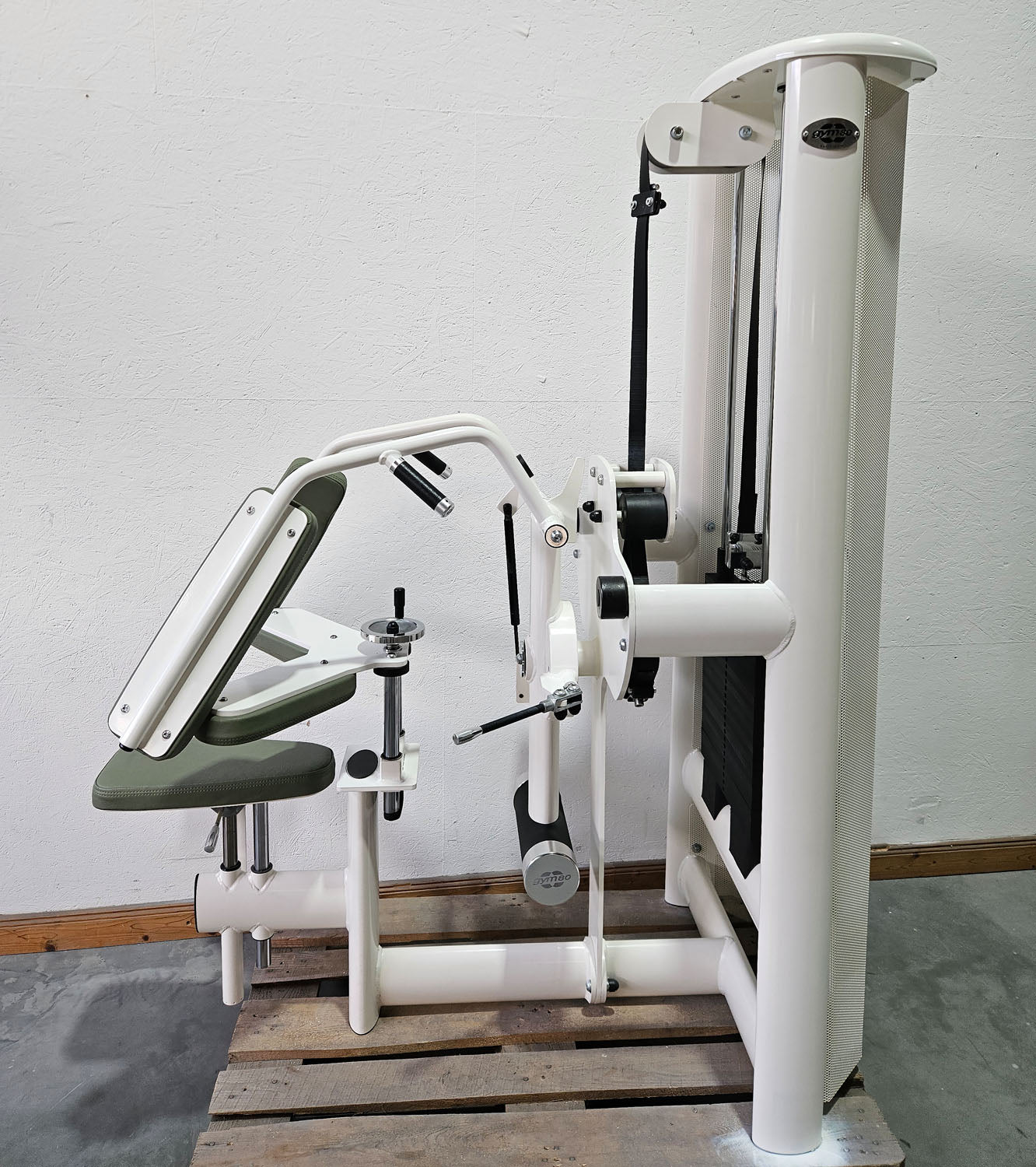 Gym80 Med80 3243 Lateralmaschine mit Trainingsarm, Lateralflexion, Latflex,  Seitneige-Maschine, Farbe Weiß, gebraucht - überholter Zustand