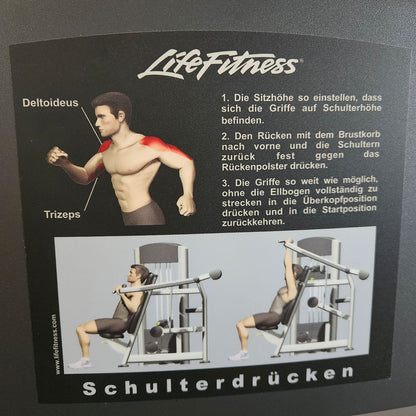Life Fitness Shoulder Press, Overhead Press, Signature Series, Frame Color Silver, Used - Refurbished Condition