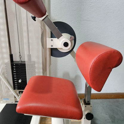 Dynamed Bauchmaschine und Rückenstrecker 2 in 1 Kombimaschine - Bauchmuskeltraining und Hyperextension, Abs and Lower Back, Stolzenberg, Rahmen Weiß, gebraucht - überholter Zustand