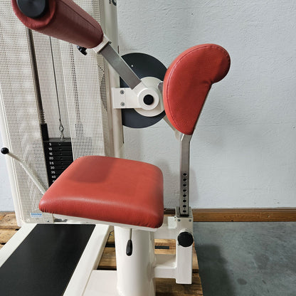 Dynamed Bauchmaschine und Rückenstrecker 2 in 1 Kombimaschine - Bauchmuskeltraining und Hyperextension, Abs and Lower Back, Stolzenberg, Rahmen Weiß, gebraucht - überholter Zustand