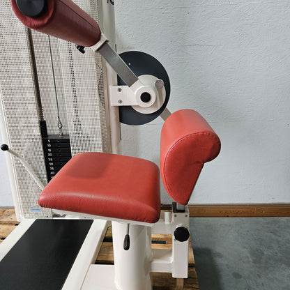Dynamed Bauchmaschine und Rückenstrecker 2 in 1 Kombimaschine - Bauchmuskeltraining und Hyperextension, Abs and Lower Back, Stolzenberg, Rahmen Weiß, gebraucht - überholter Zustand