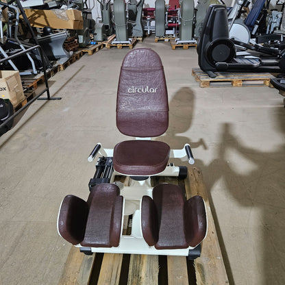 Gym80 Hydraulischer-Zirkel, Circular Serie, 7 Kraftgeräte, MPG, Farbe Weiß, Polster Braun, gebraucht - überholter Zustand