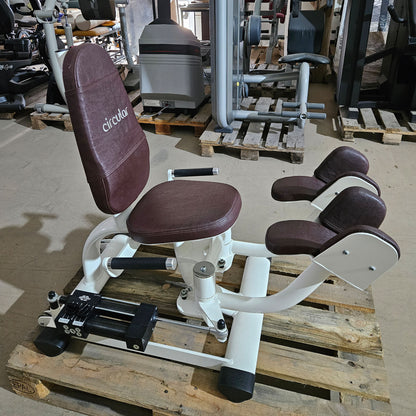 Gym80 Hydraulischer-Zirkel, Circular Serie, 7 Kraftgeräte, MPG, Farbe Weiß, Polster Braun, gebraucht - überholter Zustand