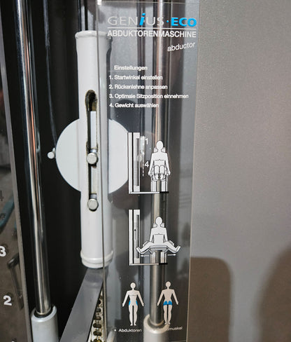 Frei Genius Eco Abduktorenmaschine, Hip Abduction, Abductor, Rahmenfarbe Silber, gebraucht - überholter Zustand