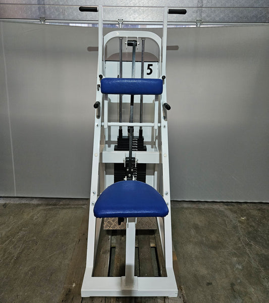 Proxomed Wadenmaschine sitzend durch Plantarflexion bzw Fuß Streckung, Farbe Weiß, gebraucht - geprüfter Zustand mit Gebrauchsspuren