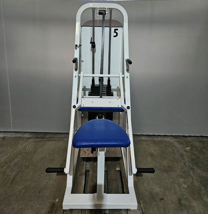 Proxomed Wadenmaschine sitzend durch Plantarflexion bzw Fuß Streckung, Farbe Weiß, gebraucht - geprüfter Zustand mit Gebrauchsspuren