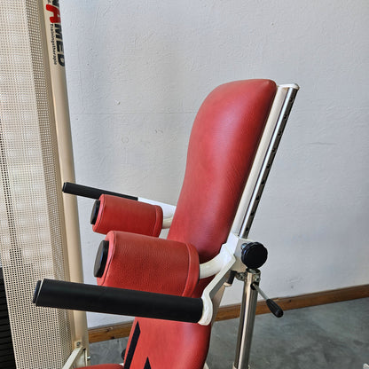 Dynamed Funktionsstemme Kombi Sitzend-Liegend, 150kg Gewichtsblock, mit Kippkreisel, Beinpresse verstellbar, Stolzenberg, Rahmen Weiß, gebraucht - überholter Zustand