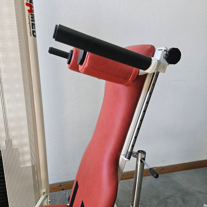 Dynamed Funktionsstemme Kombi Sitzend-Liegend, 150kg Gewichtsblock, mit Kippkreisel, Beinpresse verstellbar, Stolzenberg, Rahmen Weiß, gebraucht - überholter Zustand