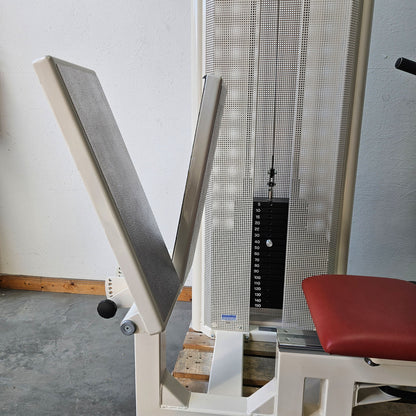 Dynamed Funktionsstemme Kombi Sitzend-Liegend, 150kg Gewichtsblock, mit Kippkreisel, Beinpresse verstellbar, Stolzenberg, Rahmen Weiß, gebraucht - überholter Zustand