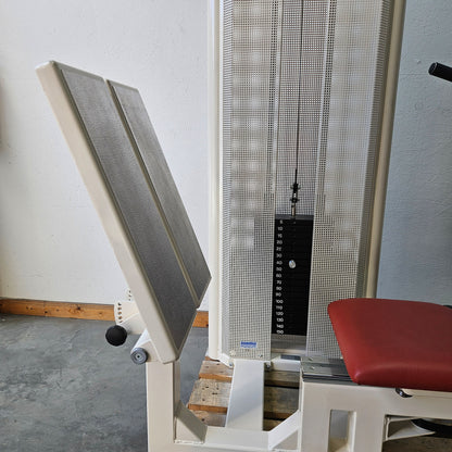 Dynamed Funktionsstemme Kombi Sitzend-Liegend, 150kg Gewichtsblock, mit Kippkreisel, Beinpresse verstellbar, Stolzenberg, Rahmen Weiß, gebraucht - überholter Zustand