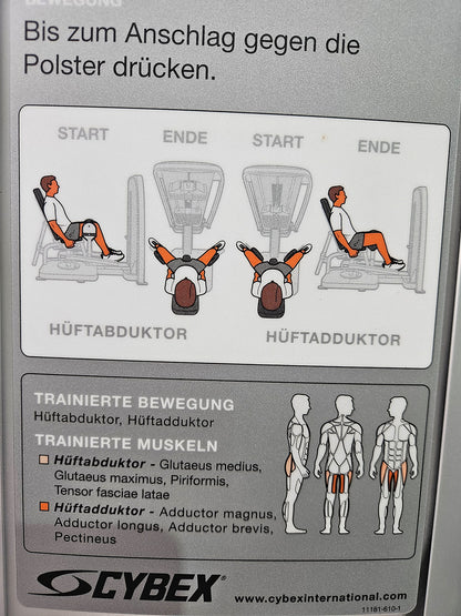 Cybex Eagle Abduktoren und Adduktoren Kombimaschine 2 in 1 - Hip Abduction and Hip Adduction, Rahmenfarbe Silber, Polsterfarbe Schwarz, gebraucht - überholter Zustand