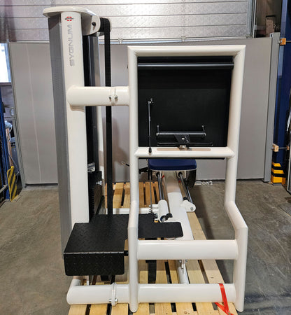 Gym80 Med80 3283 Funktionsstemme sitzend - liegend, 180kg Gewichtsblock, Beinpresse verstellbar, Farbe Weiß, gebraucht - überholter Zustand