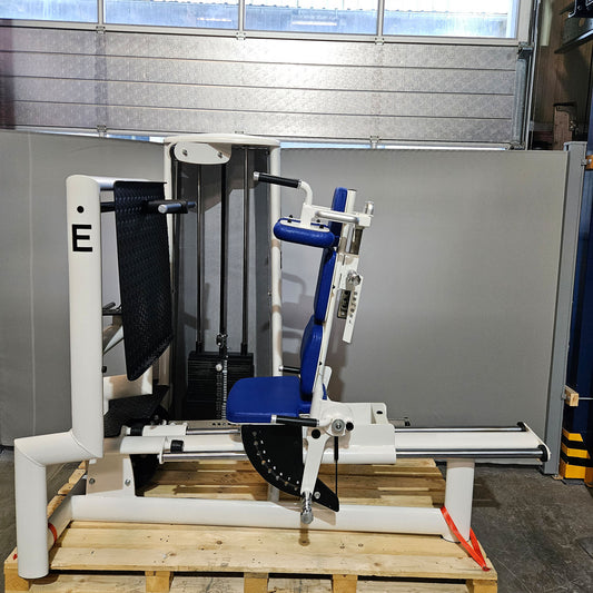 Gym80 Med80 3283 Funktionsstemme sitzend - liegend, 180kg Gewichtsblock, Beinpresse verstellbar, Farbe Weiß, gebraucht - überholter Zustand