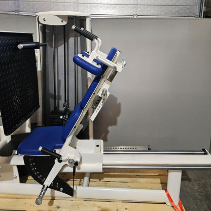 Gym80 Med80 3283 Funktionsstemme sitzend - liegend, 180kg Gewichtsblock, Beinpresse verstellbar, Farbe Weiß, gebraucht - überholter Zustand