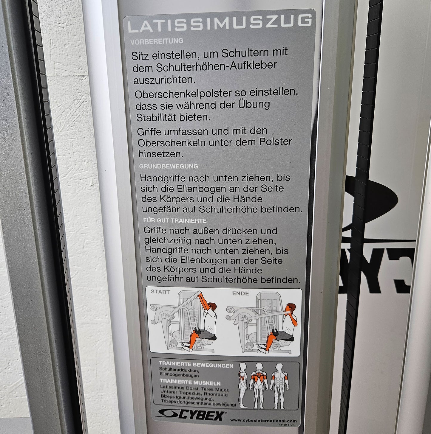 Cybex Eagle Lat Pulldown, Latzug Bilateral, großer 131kg Gewichtsblock, Rahmenfarbe Silber, gebraucht - überholter Zustand