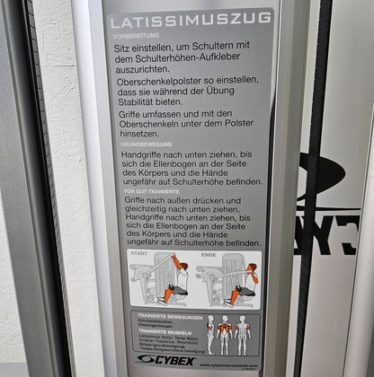 Cybex Eagle Lat Pulldown, Latzug Bilateral, großer 131kg Gewichtsblock, Rahmenfarbe Silber, gebraucht - überholter Zustand