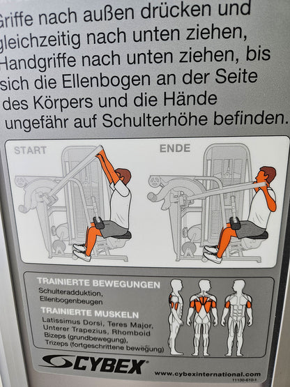 Cybex Eagle Lat Pulldown, Latzug Bilateral, großer 131kg Gewichtsblock, Rahmenfarbe Silber, gebraucht - überholter Zustand