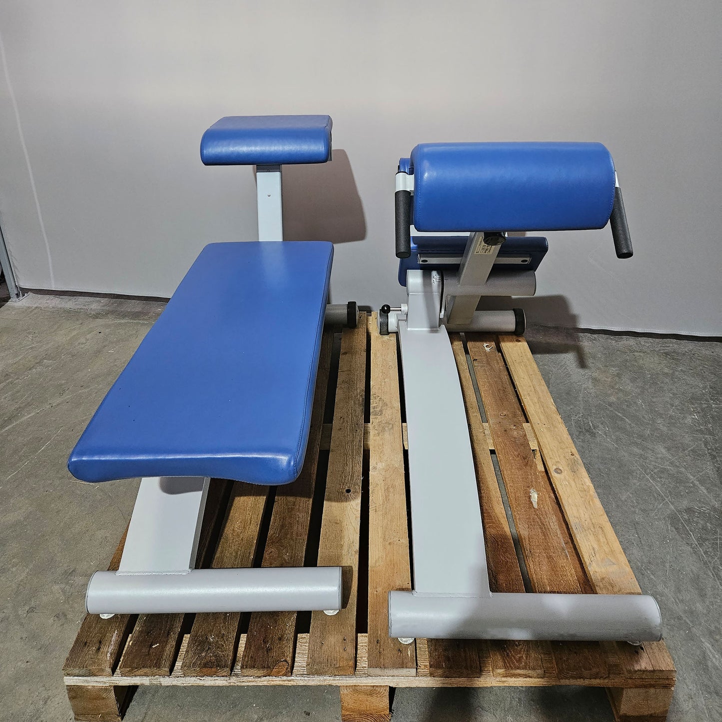 2er Set - Frei Genius Basic Lateral & Lumbaltrainer (Kombigerät) sowie Bauchbank (Abdominal Trainer), Farbe Silber, gebraucht - überholter Zustand