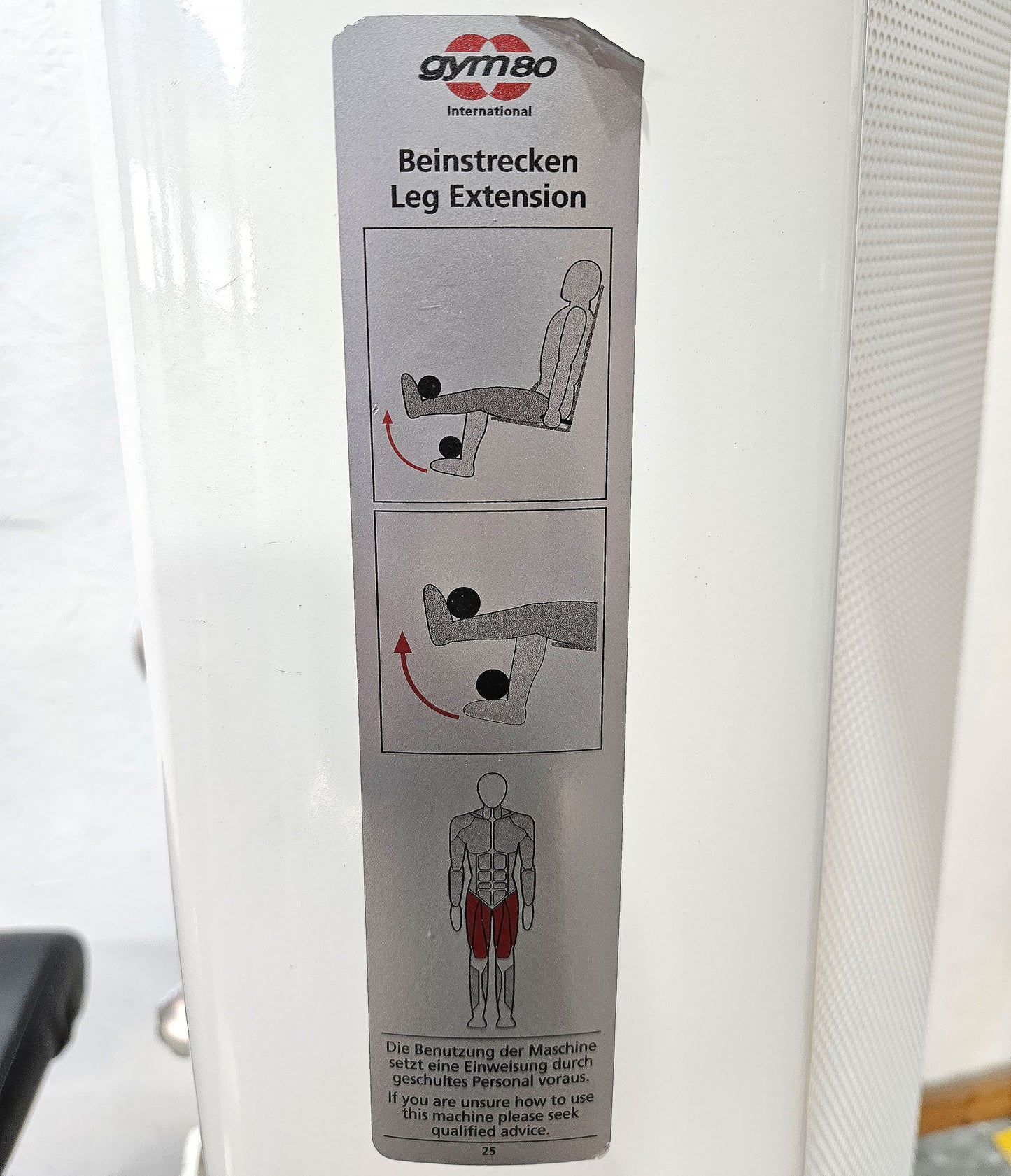 Gym80 Sygnum Beinstrecker sitzend 3001, Leg Extension Kraftgerät, Rahmenfarbe Weiß, gebraucht - überholter Zustand