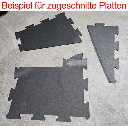 Sportboden Gummimatten, 100 QM = 100 Stücke 100x100cm, 9mm Stark, Plus diverse zugeschnitte Stücke, Farbe Schwarz, gebraucht - guter Zustand