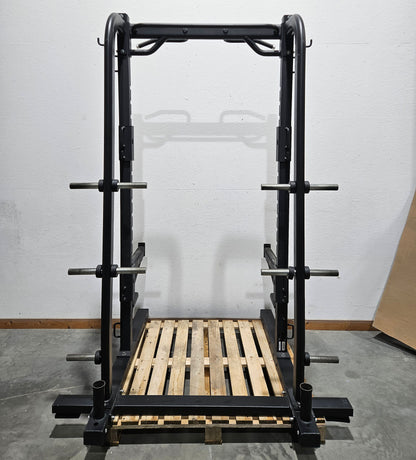 Precor Half Rack inkl. Bodenplattform, Abwurfplattform aus Gummi und Holz, Discovery Series, Ähnlich Full Power Rack, gebraucht - geprüfter Zustand mit optischen Gebrauchsspuren
