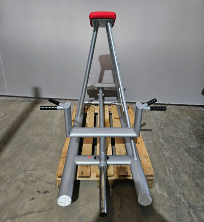 Teuwsen T-Bar Row Ruderstation mit Bruststütze. Ähnlich Gym80 oder L+K, Plate loaded Kraftgerät Rudern, Rahmen Silber, gebraucht - geprüfter Zustand