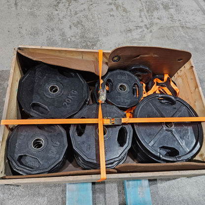 M&F Hantelscheiben , Gummi, 375kg gesamt, 26 Stück gummierte Gripper, Farbe Schwarz, gebraucht - mit Mängeln und Gebrauchsspuren