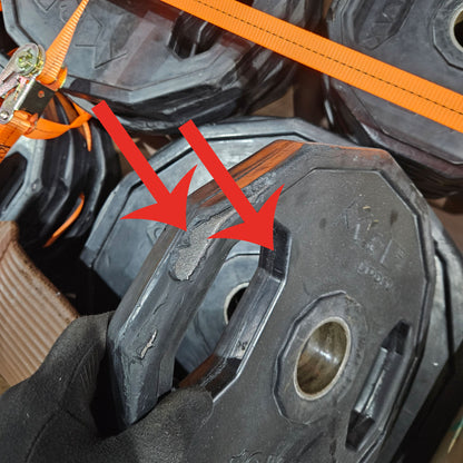 M&F Hantelscheiben , Gummi, 375kg gesamt, 26 Stück gummierte Gripper, Farbe Schwarz, gebraucht - mit Mängeln und Gebrauchsspuren