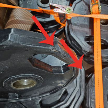 M&F Hantelscheiben , Gummi, 375kg gesamt, 26 Stück gummierte Gripper, Farbe Schwarz, gebraucht - mit Mängeln und Gebrauchsspuren