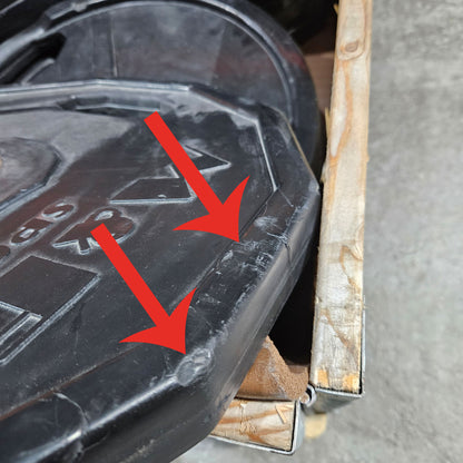 M&F Hantelscheiben , Gummi, 375kg gesamt, 26 Stück gummierte Gripper, Farbe Schwarz, gebraucht - mit Mängeln und Gebrauchsspuren