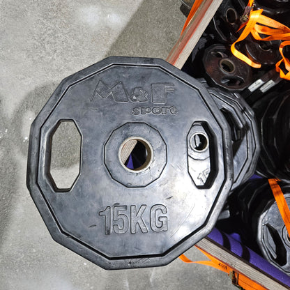 M&F Hantelscheiben Set aus Gummi, 687,5 kg gesamt, 65 Stück gummierte Gripper, Farbe Schwarz, gebraucht - relativ guter Zustand - optische Gebrauchsspuren