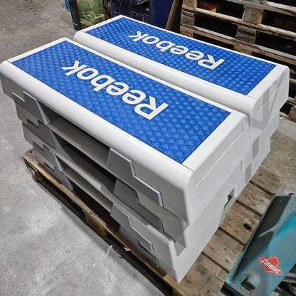 Reebok Steps / Step-Boards, 8 Stück im Set, Weiß-Blau, gebraucht - geprüfter Zustand mit Gebrauchsspuren
