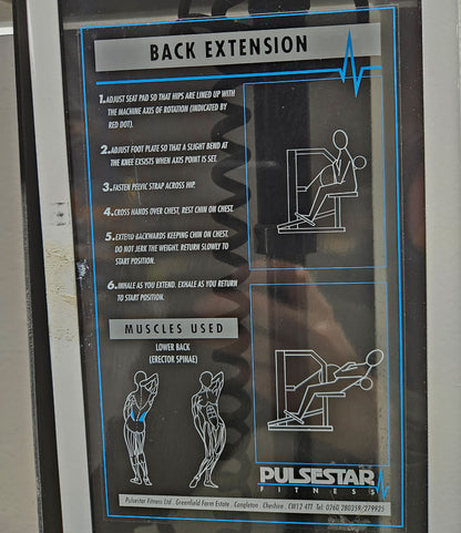 Pulse bzw Pulsestar Rückenstreckermaschine, Back Extension, Lower Back, Hyperextension, Rahmenfarbe Weiß, gebraucht - geprüfter Zustand mit optischen Gebrauchsspuren