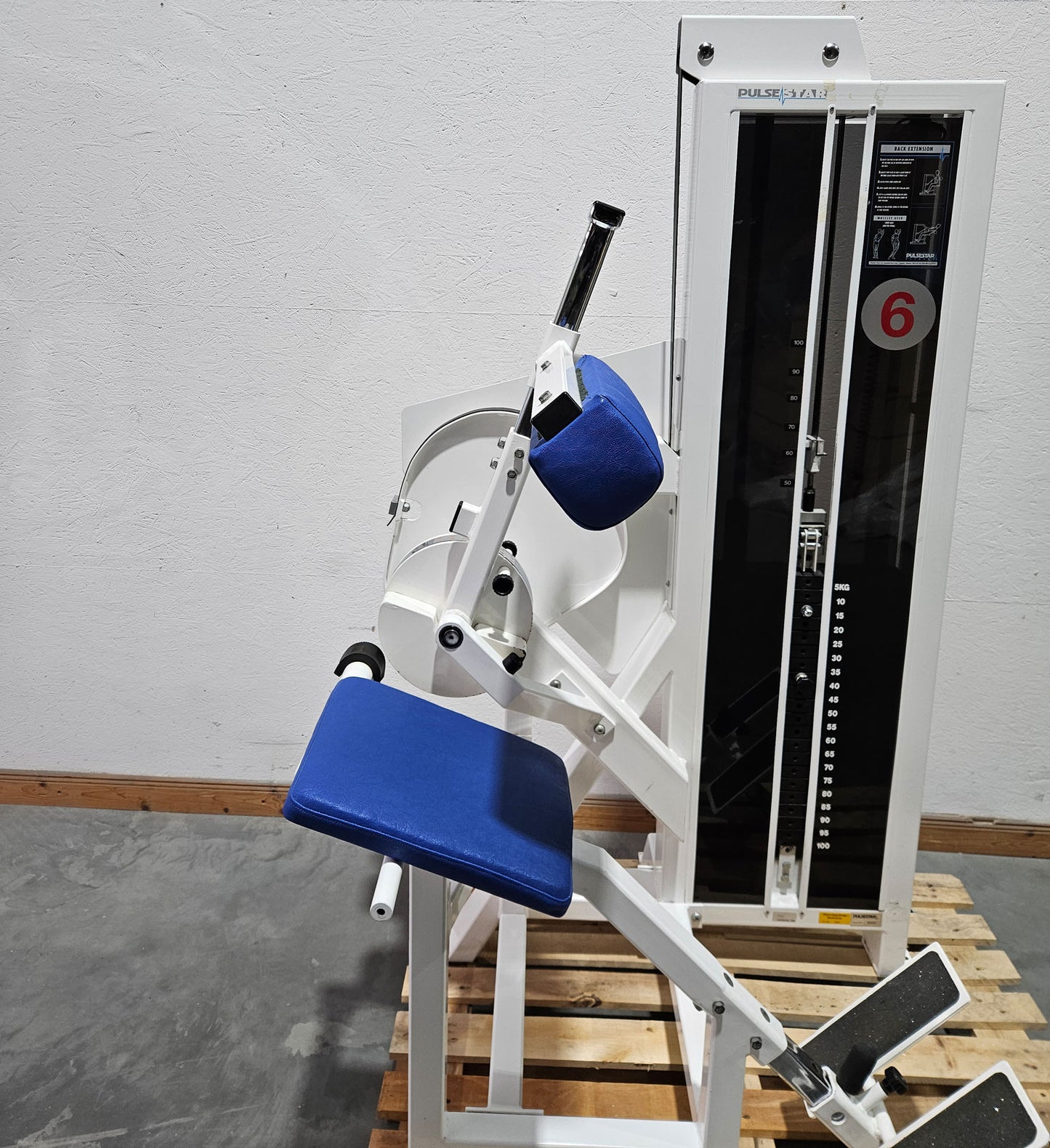 Pulse bzw Pulsestar Rückenstreckermaschine, Back Extension, Lower Back, Hyperextension, Rahmenfarbe Weiß, gebraucht - geprüfter Zustand mit optischen Gebrauchsspuren