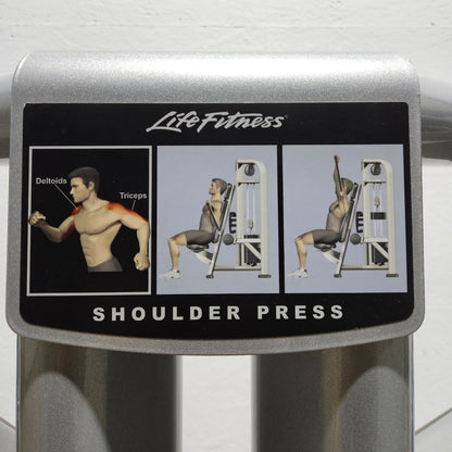 Life Fitness Shoulder Press, Schulterpresse Dual Bilateral, Overheadpresse mit drehbaren Griffen, Signature Series, Rahmenfarbe Silber, gebraucht - überholter Zustand