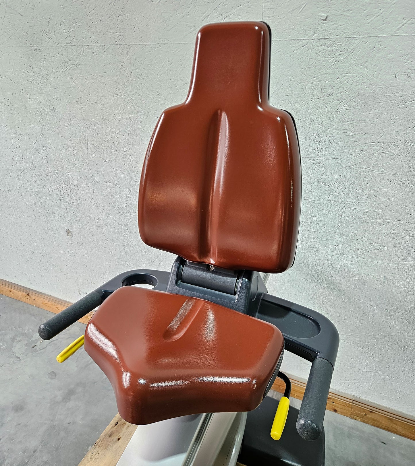 TechnoGym Recumbent Excite Line Recline 500, LED Display, verstellbare Pedalarme, ohne Handpuls, Polster Rot-Braun, gebraucht - überholter Zustand