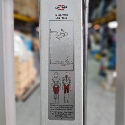 Gym80 Beinpresse liegend, Leg Press lying, 213kg Gewichtsblock, Oldschool Bodybuilding Kraftgerät - Rahmenfarbe Weiß, gebraucht mit Gebrauchsspuren
